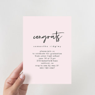 Invitation Blush Photo Graduation Party avec typographie