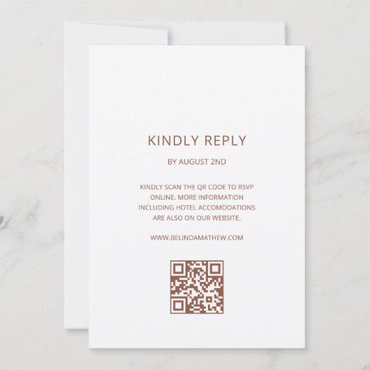 Invitation Blush Pink 3D Flowers | QR Code (Dos)