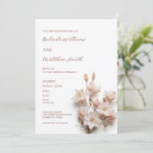 Invitation Blush Pink 3D Flowers | QR Code (Debout devant)