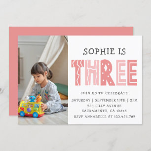 Invitation Blush Pink 3ème anniversaire Photo