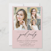 Invitation Blush Pink 4 Photo Modern Graduation Party (Dos)