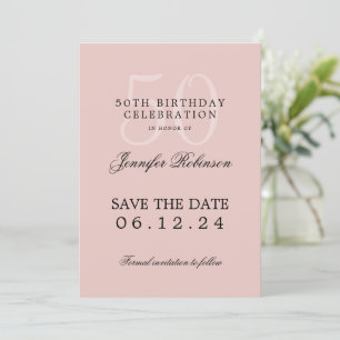 Invitation Blush Pink 50th Birthday Party Enregistrer la date