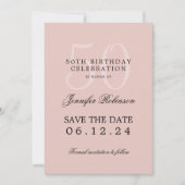 Invitation Blush Pink 50th Birthday Save Date avec détails (Devant)
