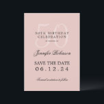 Invitation Blush Pink 50th Birthday Save Date avec détails<br><div class="desc">Design élégant "50th Birthday Party" avec un script de typographie formel,  nom personnalisé et texte de détails. Facile à utiliser et facile à personnaliser. Commandez aujourd'hui !</div>