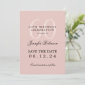 Invitation Blush Pink 60th Birthday Save Date Détails (Debout devant)