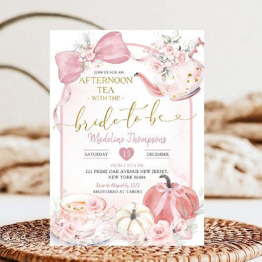 Invitation Blush Pink Afternoon Tea Party Bridal Shower