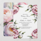 Invitation Blush Pink and Cotton Wedding Shower (Devant / Derrière)