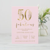 Invitation Blush Pink and Gold 50 et Fabulous Birthday Party (Debout devant)