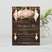 Invitation Blush Pink and Gold New Year’s Eve Party (Debout devant)