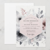 Invitation Blush Pink Atmospheric Romantic Wedding (Devant / Derrière)