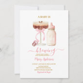 Invitation Blush Pink Baby Is Brewing Milk Bottle Baby Shower (Devant)