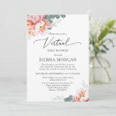Invitation Blush Pink Baby shower Floral (Debout devant)