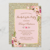 Invitation Blush Pink Bachelorette Parties scintillant or Flo (Devant / Derrière)