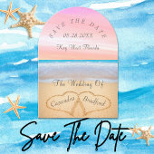 Invitation Blush Pink Beach Wedding 2 Coeurs Mariage de sable