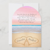 Invitation Blush Pink Beach Wedding 2 Coeurs Mariage de sable (Dos)