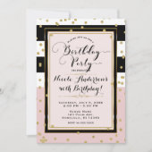Invitation Blush Pink Black White & Gold Glam Anniversaire (Devant)