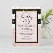 Invitation Blush Pink Black White & Gold Glam Anniversaire (Debout devant)
