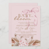 Invitation Blush Pink Boho Baby in bloom Baby Shower  (Devant / Derrière)