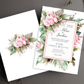 Invitation Blush Pink Boho Chic Garden Elegant Wedding