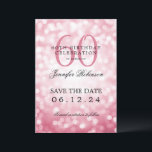 Invitation Blush Pink Bokeh 60th Birthday Save Date / Détails<br><div class="desc">Design élégant "60th Birthday Party" avec lumières Bokeh et nom personnalisé   texte de détails. Facile à utiliser et facile à personnaliser. Commandez aujourd'hui !</div>