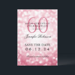 Invitation Blush Pink Bokeh 60th Birthday Save Date / Détails<br><div class="desc">Design élégant "60th Birthday Party" avec lumières Bokeh et nom personnalisé   texte de détails. Facile à utiliser et facile à personnaliser. Commandez aujourd'hui !</div>