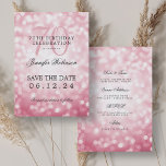 Invitation Blush Pink Bokeh 70th Birthday Save Date Détails<br><div class="desc">Elégant design "70th Birthday Party" avec Blush Pink Bokeh et nom personnalisé   détails texte. Facile à utiliser et facile à personnaliser. Commandez aujourd'hui !</div>