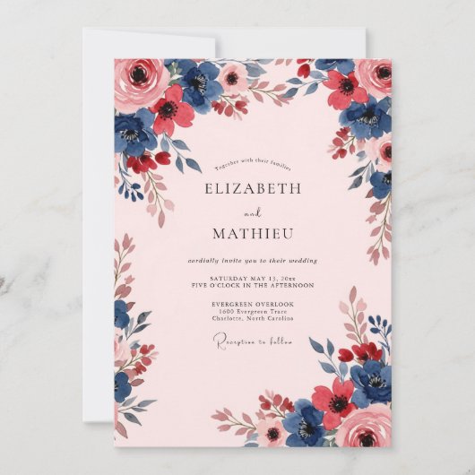 Invitation Blush Pink Bold Botanical Wedding (Devant)