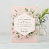 Invitation Blush Pink Botanical Romance Wedding (Debout devant)