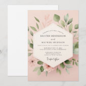 Invitation Blush Pink Botanical Romance Wedding (Devant / Derrière)