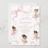 Invitation Blush Pink Bow Ballerina Birthday (Devant)