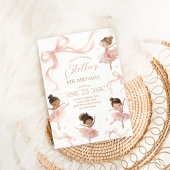 Invitation Blush Pink Bow Ballerina Birthday