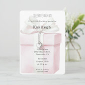 Invitation Blush Pink Bow Cadeau Coeur Charme Anniversaire (Debout devant)