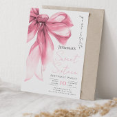 Invitation Blush Pink Bow Coquette Script Sweet 16 Party 