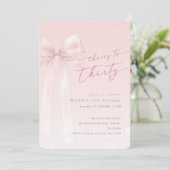Invitation Blush Pink Bow Coquette Winter Girls 30th Birthday (Debout devant)