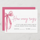 Invitation Blush Pink Bow Devine Combien De Bagues Jeu (Devant / Derrière)