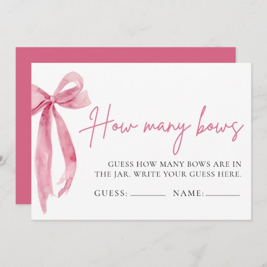 Invitation Blush Pink Bow Devine Combien De Bows Jeu (Devant / Derrière)