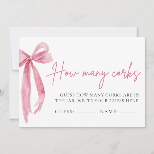 Invitation Blush Pink Bow Devine Combien De Corks Jeu (Devant)