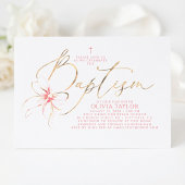 Invitation Blush Pink Bow Elegant Minimalist Girl Baptism