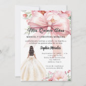 Invitation Blush pink bow florals dress Quinceanera (Devant)