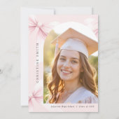 Invitation Blush Pink Bow Photo Party Graduation (Dos)