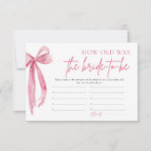 Invitation Blush Pink Bow Quel Âge Avait La Mariée À Être Jeu (Devant)