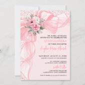 Invitation Blush Pink Bow Quinceanera (Devant)
