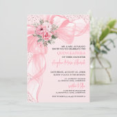 Invitation Blush Pink Bow Quinceanera (Debout devant)