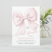 Invitation Blush Pink Bow She's Tying the Knot Bridal Shower (Debout devant)