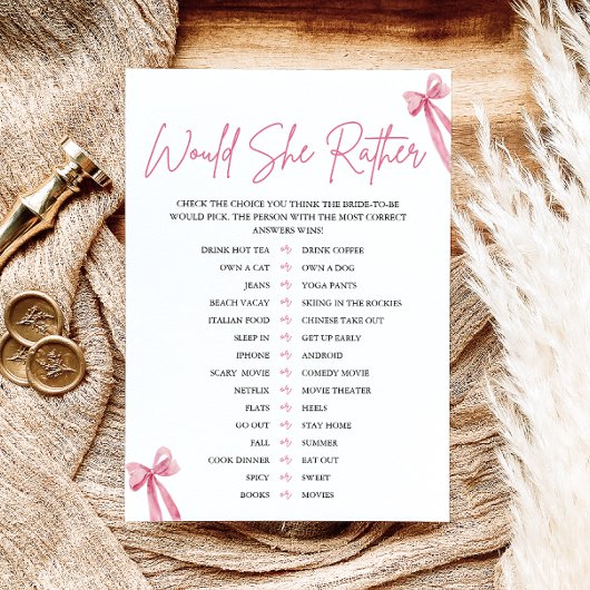 Invitation Blush Pink Bow Voudrait-Elle Plutôt Fête des marié