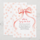 Invitation Blush Pink Bow Whimsical Minimalist Bridal Shower (Devant / Derrière)