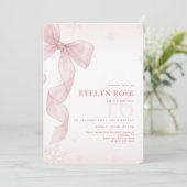 Invitation Blush Pink Bow Winter Snowflake 16th Birthday (Debout devant)