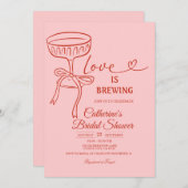 Invitation Blush Pink Bridal Shower Love Is Brewing Theme (Devant / Derrière)