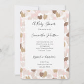 Invitation Blush Pink Brown Cream Hearts Baby Shower (Devant)