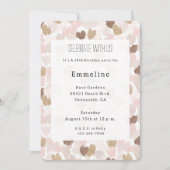 Invitation Blush Pink Brown Cream Hearts Birthday (Devant)